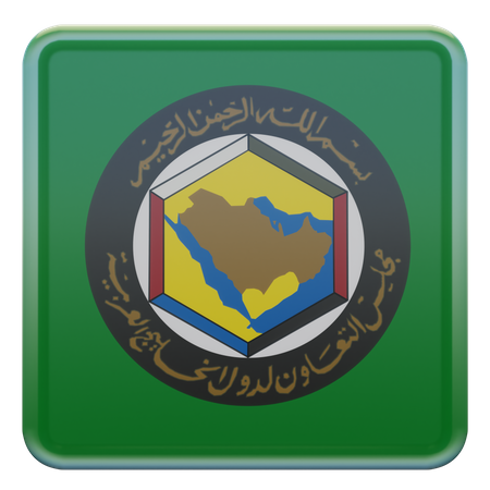 Bandeira Quadrada do Conselho de Cooperação do Golfo  3D Icon