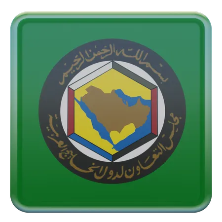 Bandeira Quadrada do Conselho de Cooperação do Golfo  3D Icon