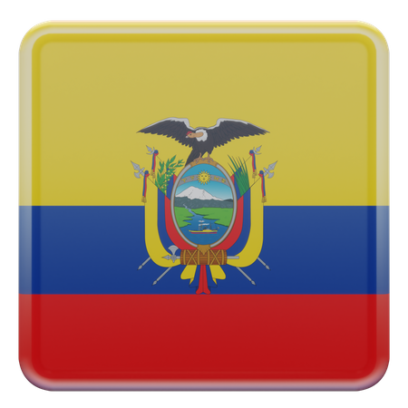 Bandeira Quadrada do Equador  3D Icon