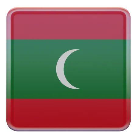Bandeira Quadrada das Maldivas  3D Icon