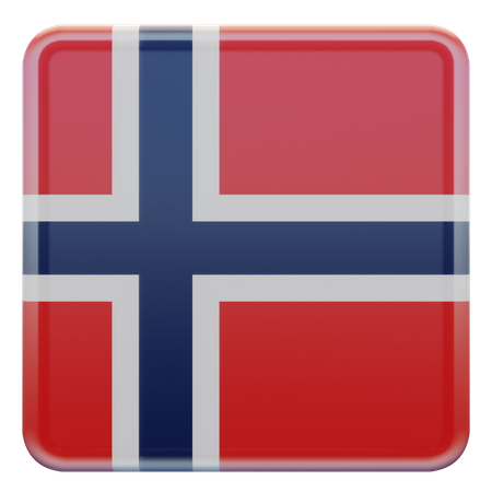 Bandeira quadrada da Noruega  3D Icon