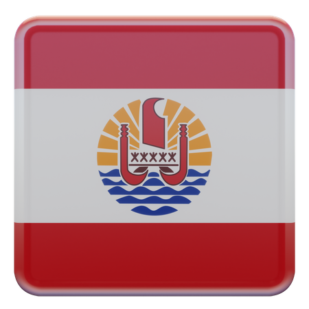 Bandeira Quadrada da Polinésia Francesa  3D Icon