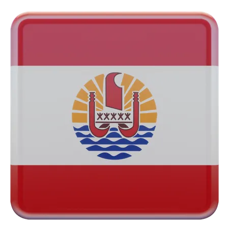 Bandeira Quadrada da Polinésia Francesa  3D Icon