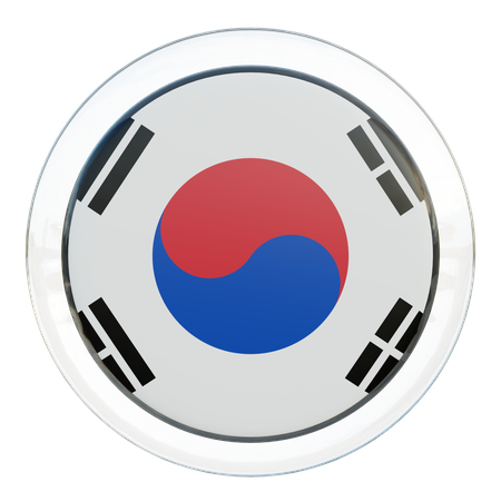 Bandeira Redonda da Coreia do Sul  3D Icon