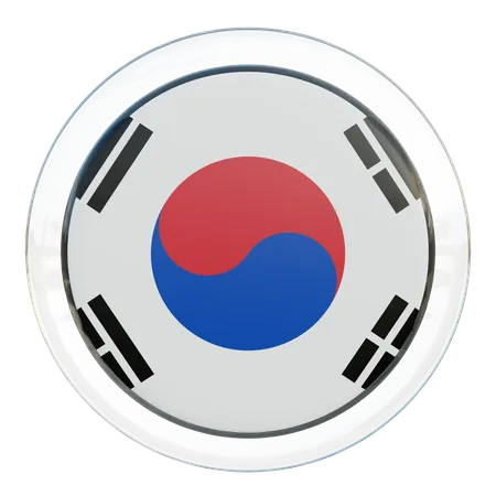 Bandeira Redonda da Coreia do Sul  3D Icon