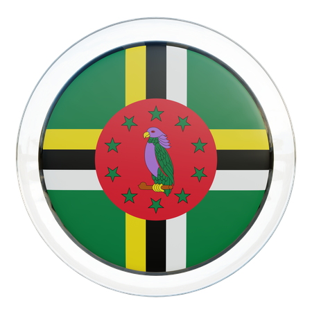 Bandeira Redonda da Dominica  3D Icon