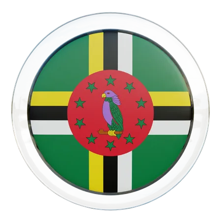 Bandeira Redonda da Dominica  3D Icon