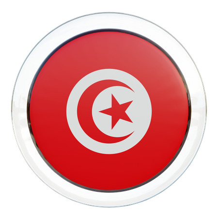 Bandeira Redonda da Tunísia  3D Icon