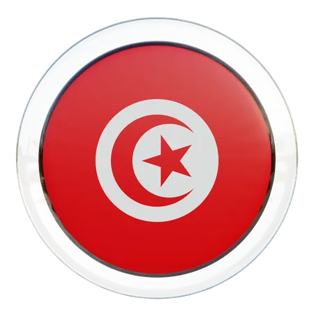 Bandeira Redonda da Tunísia  3D Icon