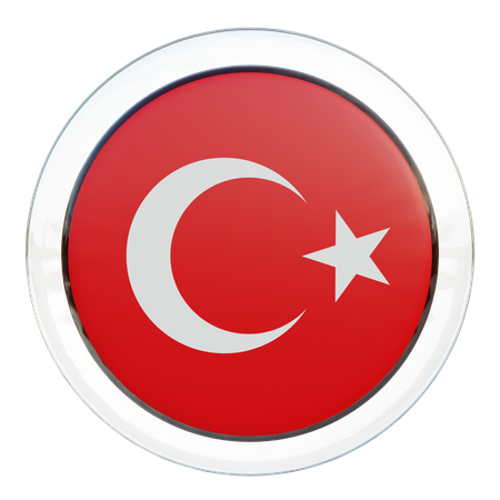 Bandeira Redonda da Turquia  3D Icon