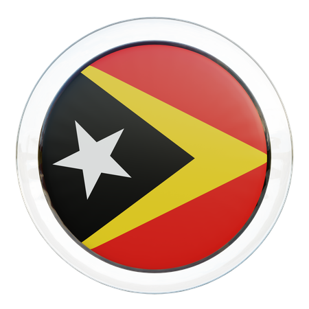 Bandeira Redonda de Timor Leste  3D Icon