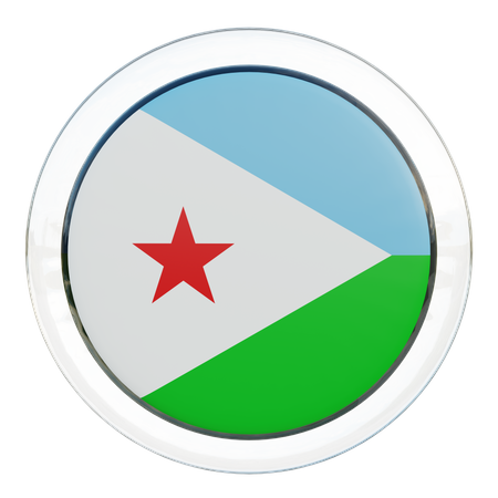 Bandeira Redonda do Djibuti  3D Icon