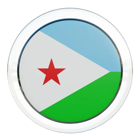 Bandeira Redonda do Djibuti  3D Icon