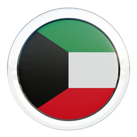 Bandeira Redonda do Kuwait  3D Icon