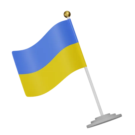 Bandeira Ucraniana Em Um Estande 3D Flag