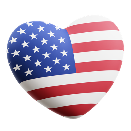 Corazón de la bandera americana  3D Icon