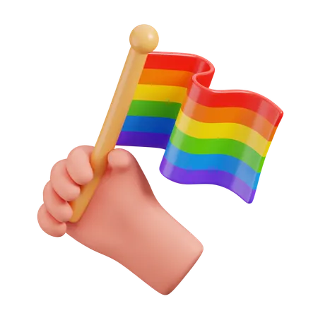 Bandera del arco iris de mano  3D Icon