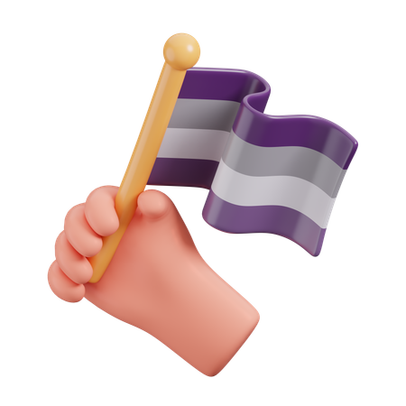 Bandera asexual de mano  3D Icon