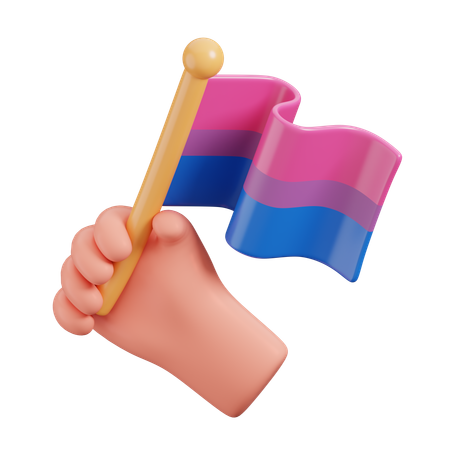 Bandera bisexual de mano  3D Icon