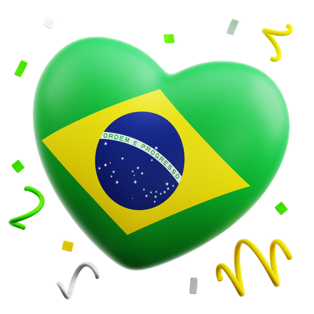 Corazón de la bandera brasileña  3D Icon