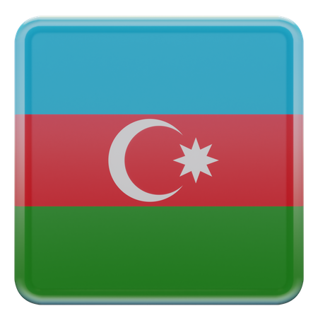 Bandera cuadrada de Azerbaiyán  3D Icon