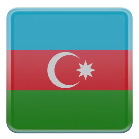 Bandera cuadrada de Azerbaiyán  3D Icon