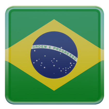 Bandera cuadrada de Brasil  3D Icon