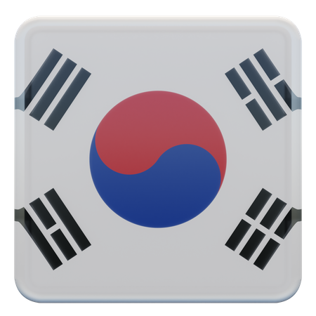 Bandera cuadrada de Corea del Sur  3D Icon