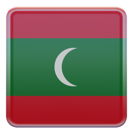 Bandera cuadrada de Maldivas  3D Icon