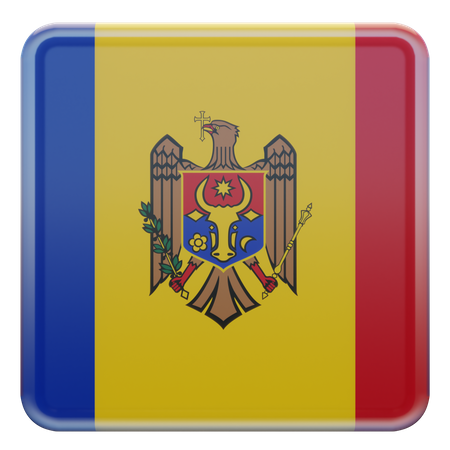 Bandera cuadrada de Moldavia  3D Icon