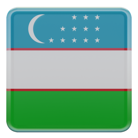 Bandera cuadrada de Uzbekistán  3D Icon