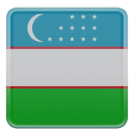 Bandera cuadrada de Uzbekistán  3D Icon