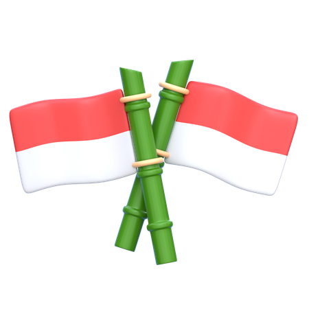 Bandera de indonesia de bambú  3D Icon