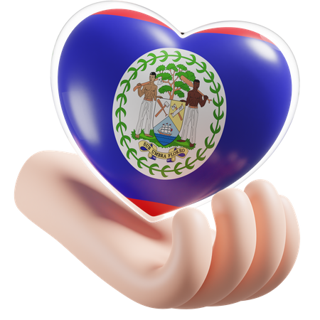 Cuidado de las manos del corazón de la bandera de Belice  3D Icon