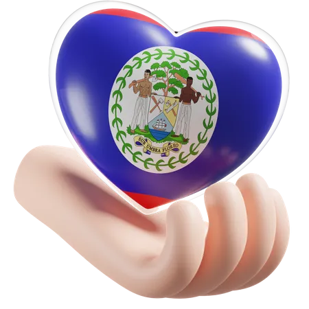 Cuidado de las manos del corazón de la bandera de Belice  3D Icon