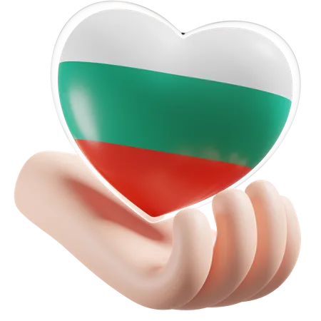 Cuidado de las manos del corazón de la bandera de Bulgaria  3D Icon