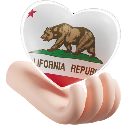 Cuidado de las manos del corazón de la bandera de California  3D Icon