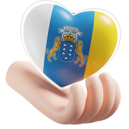 Bandera Canarias Corazón Cuidado Manos  3D Icon