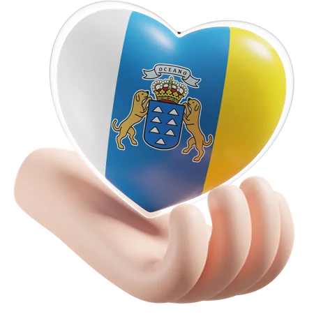 Bandera Canarias Corazón Cuidado Manos  3D Icon