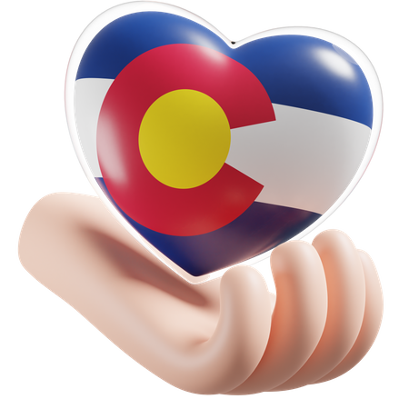 Cuidado de las manos del corazón de la bandera de Colorado  3D Icon