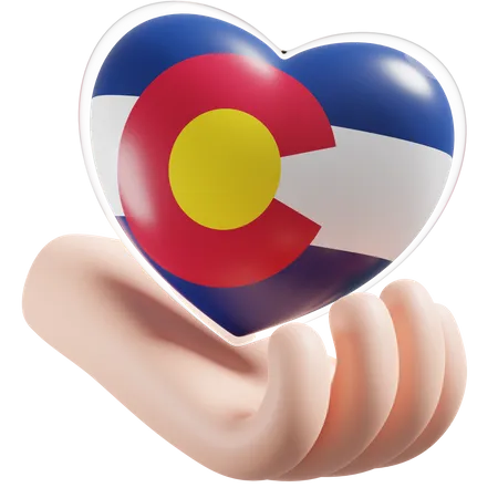 Cuidado de las manos del corazón de la bandera de Colorado  3D Icon