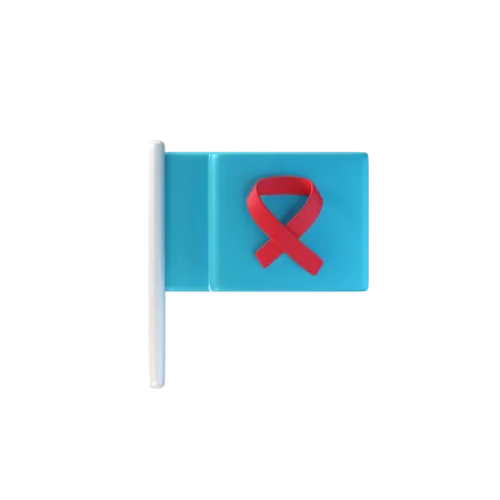 Bandera de concientización sobre el cáncer  3D Icon