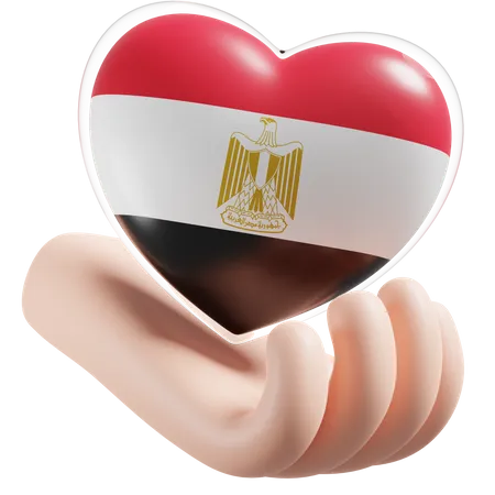 Cuidado de las manos del corazón de la bandera de Egipto  3D Icon