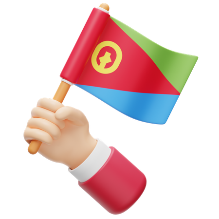 Bandera de Eritrea en la mano  3D Icon