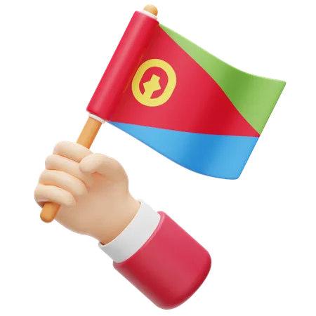 Bandera de Eritrea en la mano  3D Icon