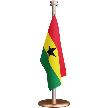 Representacion 3 D Del Asta De La Bandera De Ghana Aislada 3D Icon