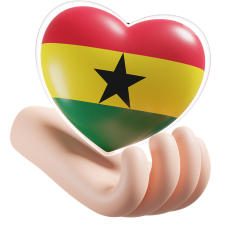 Cuidado de las manos del corazón de la bandera de Ghana  3D Icon