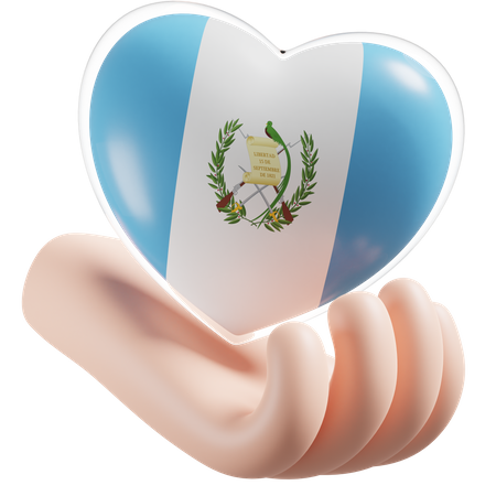 Cuidado de las manos del corazón de la bandera de Guatemala  3D Icon