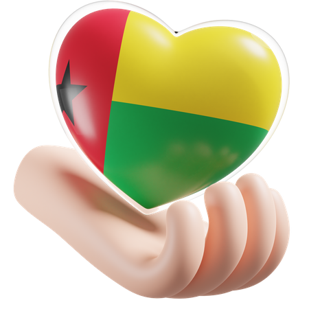 Cuidado de las manos del corazón de la bandera de Guinea Bissau  3D Icon