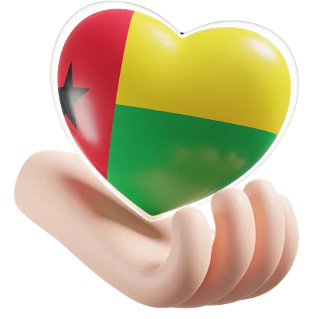 Cuidado de las manos del corazón de la bandera de Guinea Bissau  3D Icon